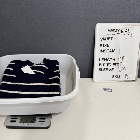 Gap Womens Long Sleeve Knit Midi Sweater Dress Size M Tall Navy White Stripe NEW - Picture 7 of 12